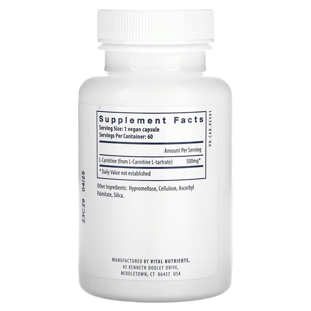 Carnitine, Veggie Capsules 60 (500Mg per capsule)
