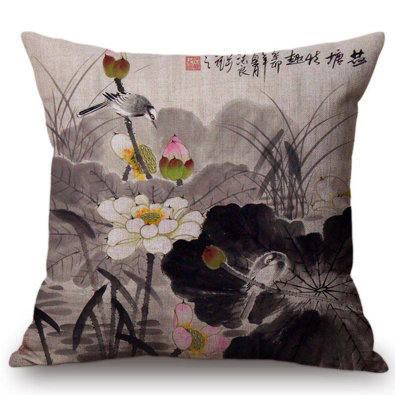 Китайский Ретро Живописный Стиль Классическая Девушка Лотос Чехлы для Подушек Офис Автомобиль Диван Кресло Домашнее Украшение Чехол для Подушки Наволочка