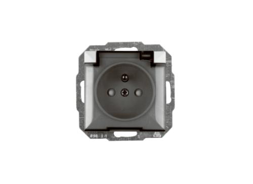 Pearl Single Socket P/Tz/U Ip44 Black M. Smoke Flap - E+9002658