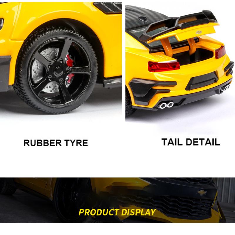 Масштаб 1/24 Camaro, литая под давлением модель автомобиля, игрушечный автомобиль с откатным механизмом, звуком и светом для детей, коллекция подарков для мальчиков и девочек