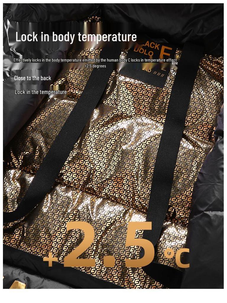 Unisex Black Gold Lightweight Mid-Length Down Jacket, Winter 2025 Edition