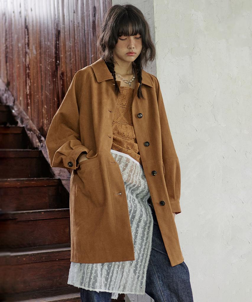 Hokuspokus Teak Suede Half Coat_Camel