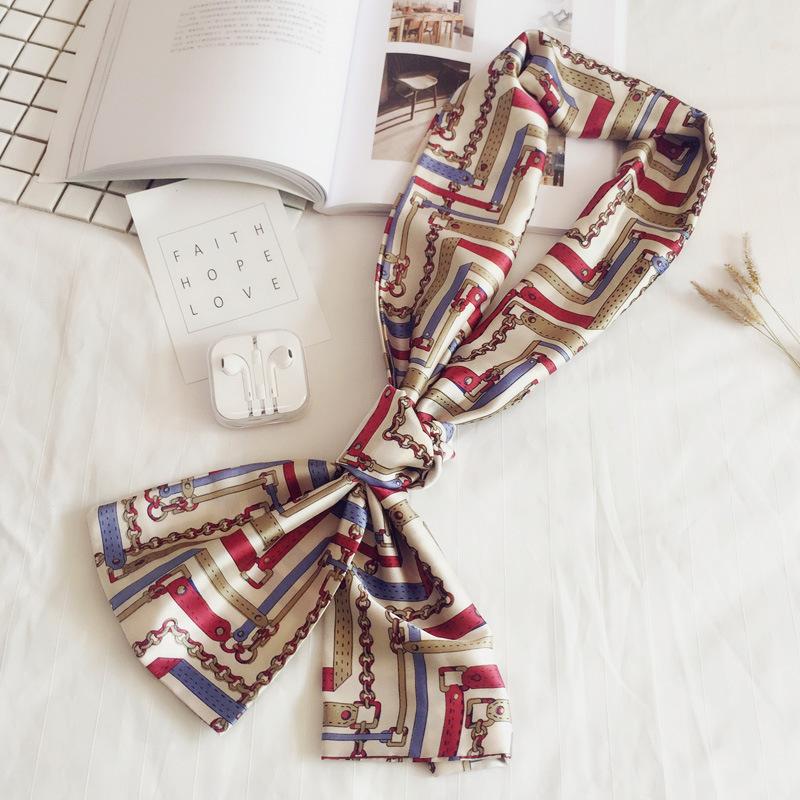 Маленький шарф женский длинный стиль весна и осень двухстороннее украшение универсальный зимний маленький шарф профессиональный шарф длинный шарф аксессуар