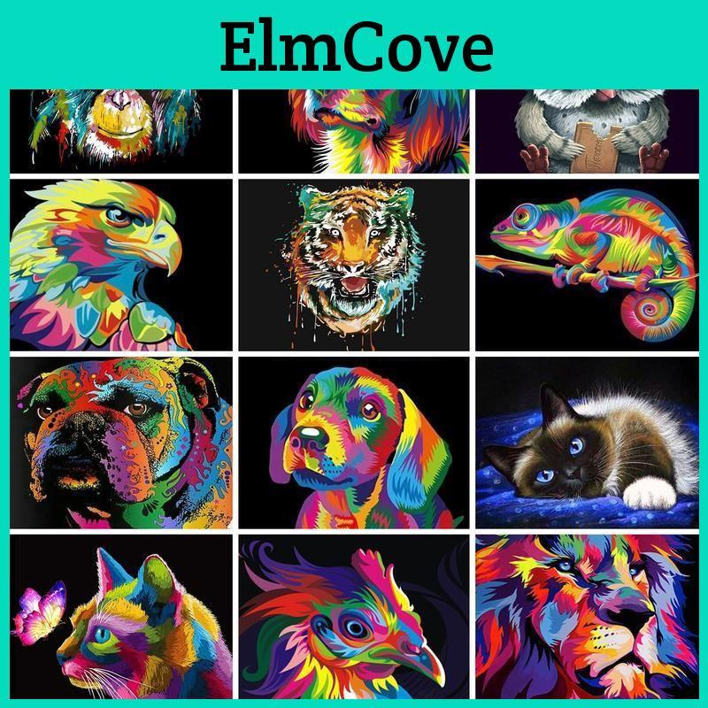 Diy Diamond 5d Painting Animals Cross Stitch Full Round Drill Painting Embroidery Craft Art Home Decoration