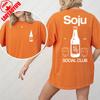 Soju Social Club Корейская K-Pop Мода Хлопковые Топы Унисекс Ktown Уличная Одежда Мужская Женская Футболка для Молодых Людей Футболка Студента