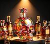 Day of the Dead Skull Whiskey Decanter Colorful Glass Bottle for Bar Party Gift