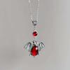 Gothic Vampire Bat Pendant Necklace - Red Diamond Original Design Jewelry - Alternative Accessories
