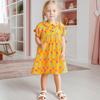 2025 лето 100% хлопок цветочный принт повседневное платье для куклы воротник короткий рукав свободная юбка милые желтые платья для девочек детская одежда