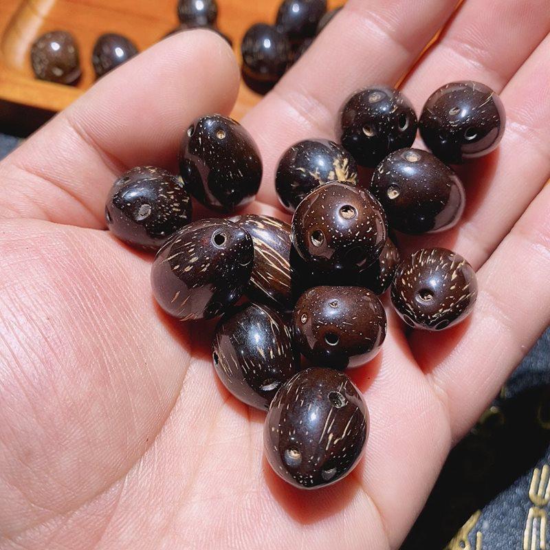 18 Loose Dragon Phoenix Eye Beads: Drilled Soapberry Seeds for DIY Bodhi Accessories