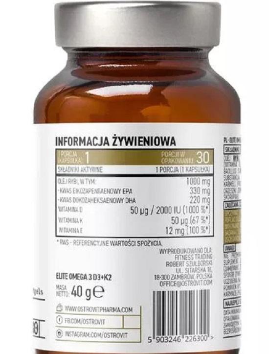 Ostrovit Elite Omega 3, D3+K2, 30 капсул