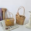 With Handle Straw Woven Basket Picnic Props Storage Basket Practical Tea Cup Cover