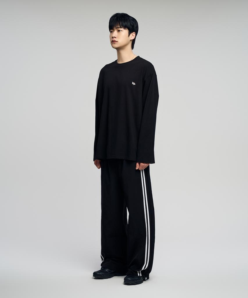 SLOW RECORD HOUSE Side Track Nylon Pants_Black