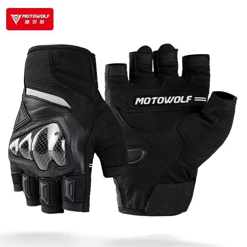 MOTOWOLF Half Finger Gloves For Bicycle Riding gloves with carbon fiber protection Motorbike Gloves