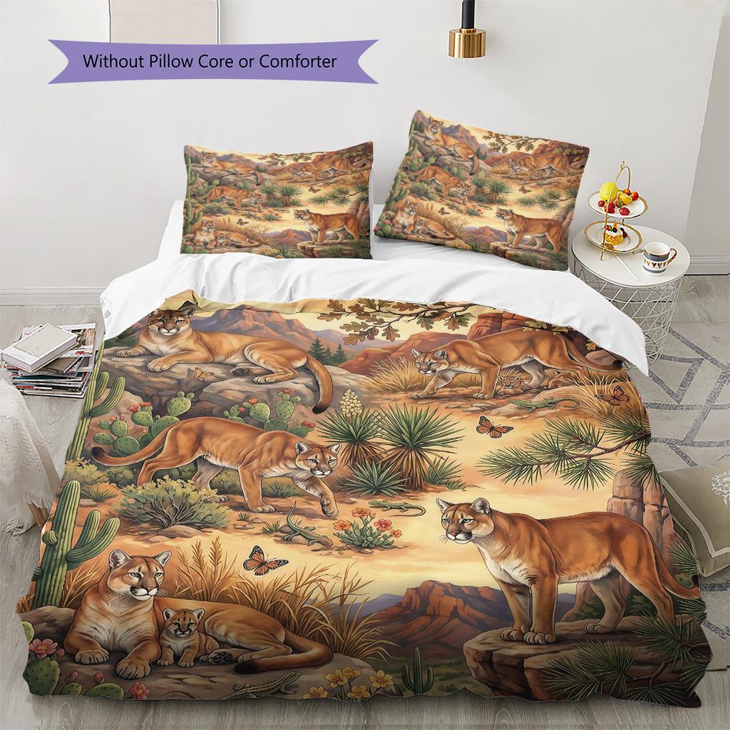 Retro Oil Painting Animals Pattern Bedding,Quilt Set Quilt Cover Pillowcase Home Birthday Gift (1 * duvet cover + 2 * pillowcase, without core)