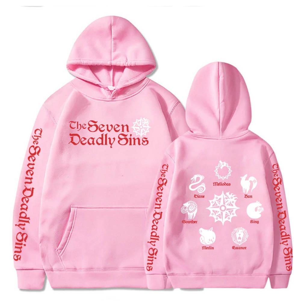 Толстовки с логотипом «Семь смертных грехов» в стиле аниме «Мелиодас Элизабет Диана Бан», King Gowther, Merlin Escanor, Harajuku, унисекс, толстовка