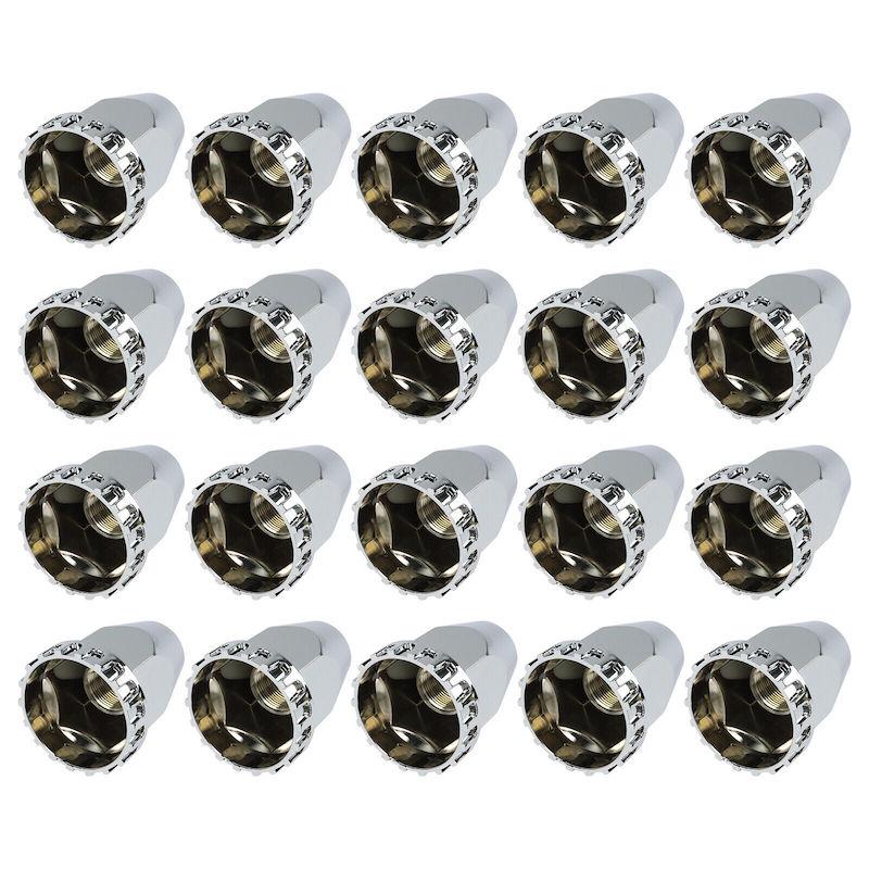 20PCS 33mm ABS Chrome Plastic Thread-on Spiked Lug Nut Covers Bullet Flanged for Semi Trucks Fit Hub Piloted Wheels Trailers Bus