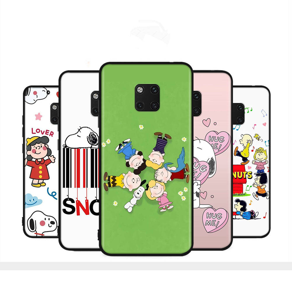 SM16 Snoopy Black Sofe Case for Samsung Note 20 Lite S24 Ultra S23 A03 A05 A06 A11 A71 A15 A16 A13 A24 A25 A33 A52 A53 A50 M55 M35 Plus