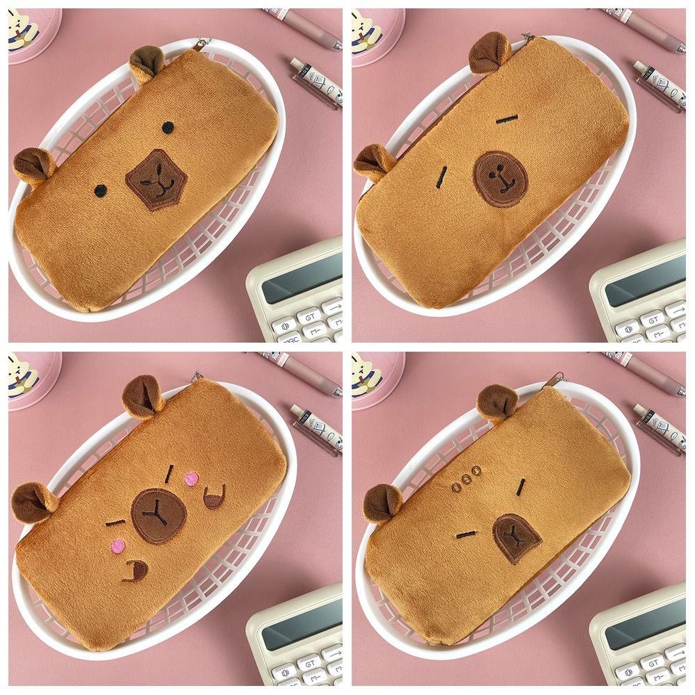 Soft Plush Coin Purse Large Capacity Cartoon Pencil Case Stationery Holder Bag Girls/Boys