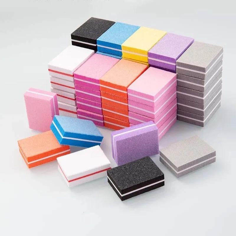 50pcs/pack Mini Sanding Nail File Sponge Cube Two-sided Polished Sponge Strip Block Professional 100/180 Sandpaper Manicure Tool