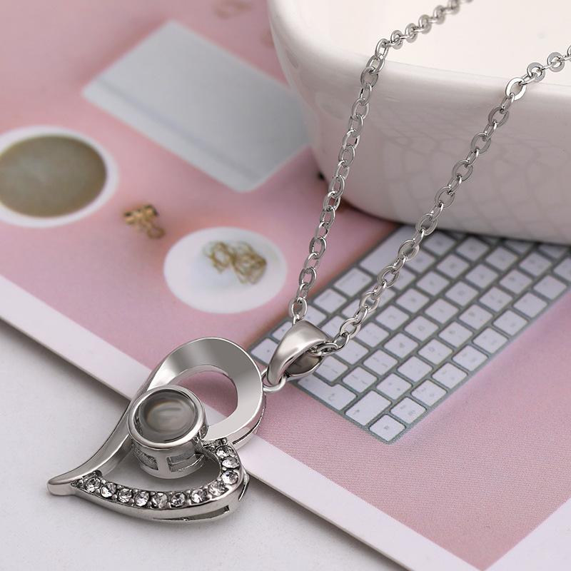 Douyin Kuaishou Same Love Pendant 100 Languages I Love You Projection Memory Necklace Jewelry