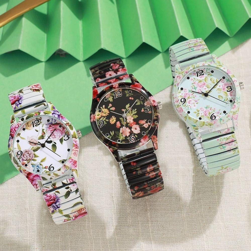 Lightweight Flower Printed Watch Flower Printed Arabic Dial Watch New Bracelet Watch  Gifts