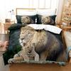 3D Lion Print Duvet Cover Sets King Size Animal Bedding Set Starry Galaxy Comforter Cover Microfiber Quilt Cover +Pillow Shams