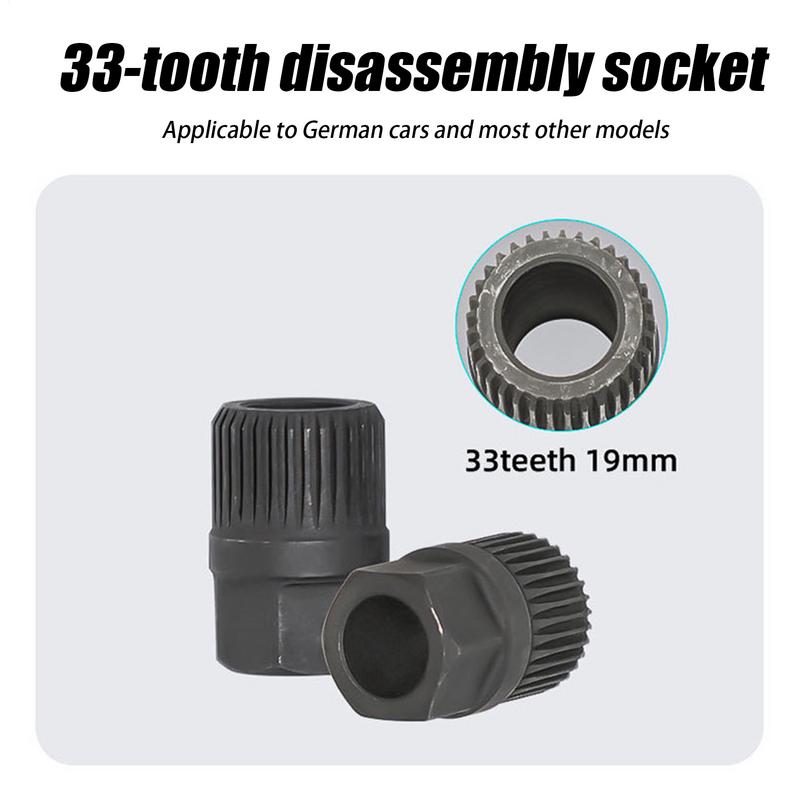 Съемник шкива генератора 33 зуба Инструмент для снятия звездочки двигателя Сцепное колесо Инструмент для генератора переменного тока Компактный ручной генератор Разборка