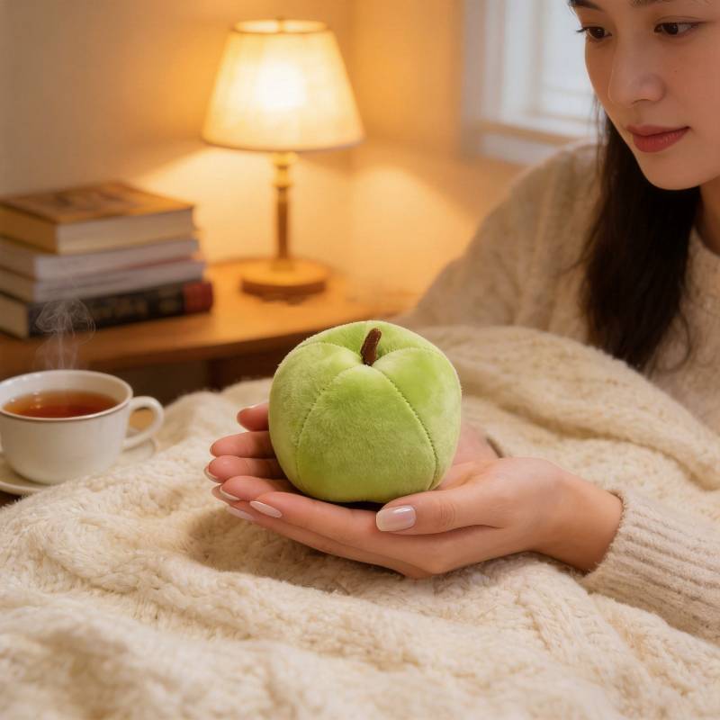 Cartoon Apple Plush Stress Reliever With Polyester Fiber Fill For Teens And Adults