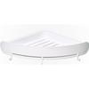 White Wall-Mounted Corner Shower Shelf with Hooks No Drilling Shelf Kitchen Bedroom Soap Holder Bathroom Shower Caddy