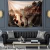 2D Artistic Indian Ghats Tapestry for Ethnic Content Creation & Home Decor