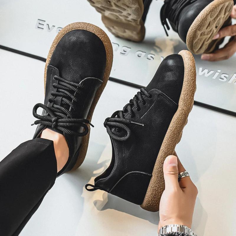 Мужская повседневная обувь Удобная Ретро Мужская кожаная повседневная обувь Мужская модная ретро обувь на плоской подошве для мужчин