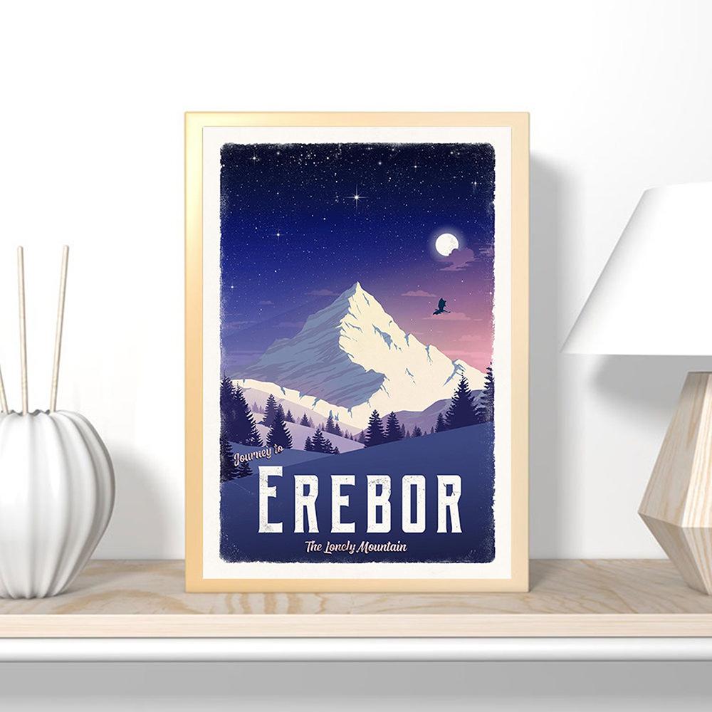 Erebor Wall Art Холст Картина Винтаж Пейзаж Абстрактные Печать и Постер Картины Путешествия Подарок Гостиная Домашний Декор