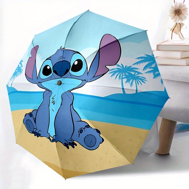 1pc Lilo & Stitch Beach Umbrella: Auto Open Close, Portable 3-Fold Design, 8-Bone Iron Frame, Outdoor Umbrella, Festival Gift for Fans, Trav