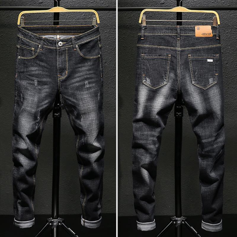 Men's Jeans Casual Men's Trousers Elastic Slim Straight Trousers