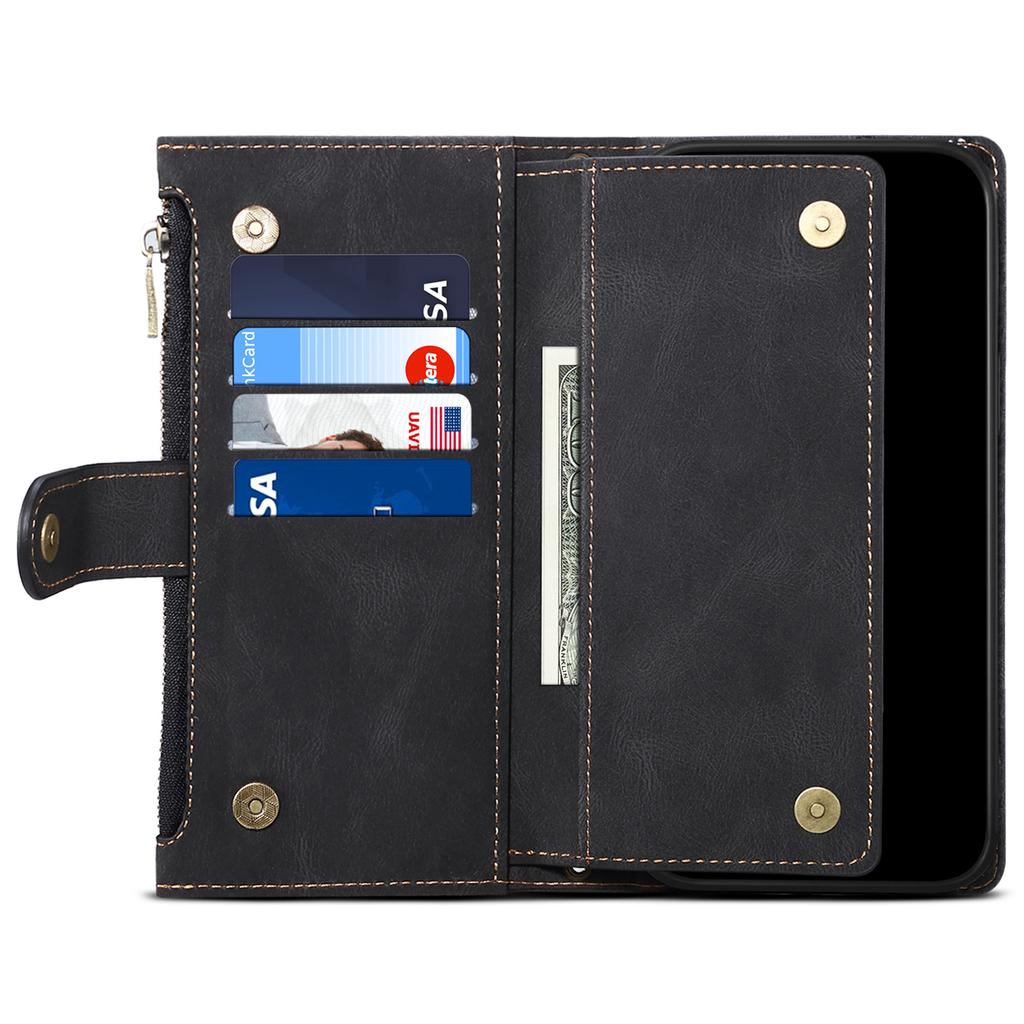 ESEBLE Star Series For Motorola Moto G56 5G Case Zipper Wallet Leather Stand Phone Cover with Wrist Strap