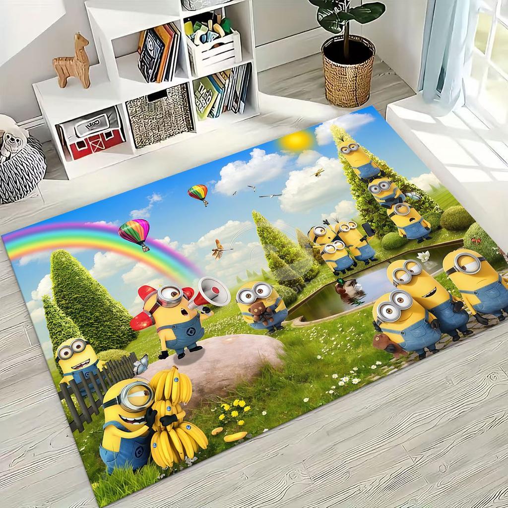 3D Cartoon Minions Despicable Me Rug for Bedroom Living Room Sofa Home Doormat Decor, Large Kids PLAY Non-slip Floor Mat Gift
