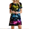 Women Dresses 3D Flame Cloud Dress Summer Casual Short Sleeve Loose Plus Size Dress Fashion Print Clothing