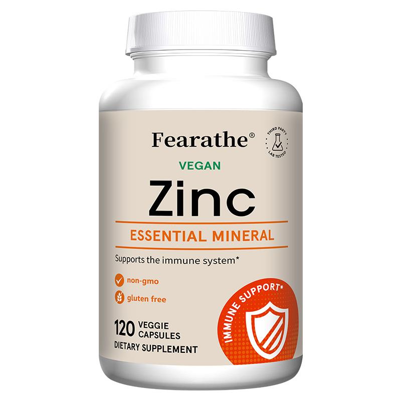 Zinc supplements boost the immune system and promote overall health. 120 vegetarian capsules.