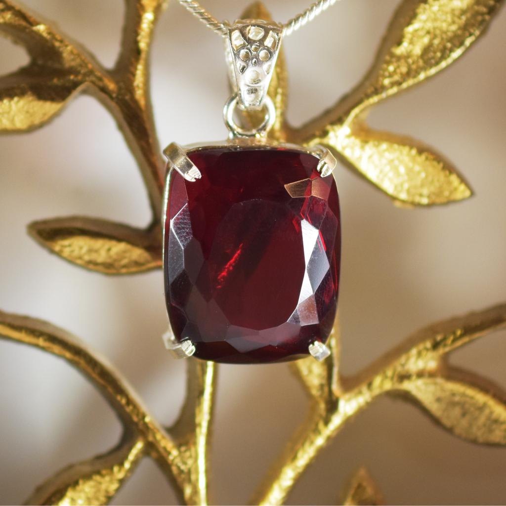 Подвеска из натурального серебра 925 пробы с красным топазом, огранка «кушон», 74,65 карата, сертифицированные драгоценные камни my-405-k