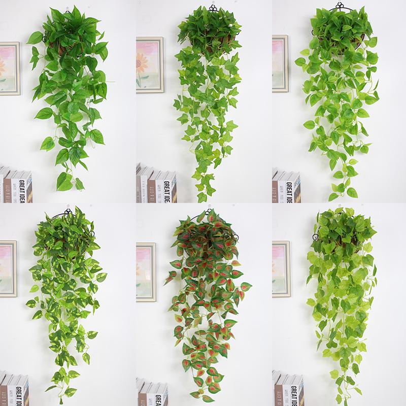 Artificial Pothos & Spider Plant Rattan Vine Wall Hanging for Indoor/Outdoor Decor