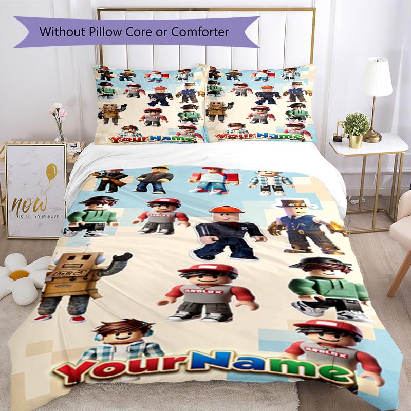 Roblox 455 Customize your name Bedding Set Breathable Duvet Cover with Pillowcases Home Decoration Birthday Gift