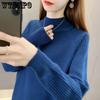 Autumn and Winter Women's Sweater Half High Neck Pullover Knitted Sweater Women's Clothing