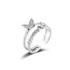 Sterling Silver Butterfly Open Ring - Korean Style Elegant Design for Women