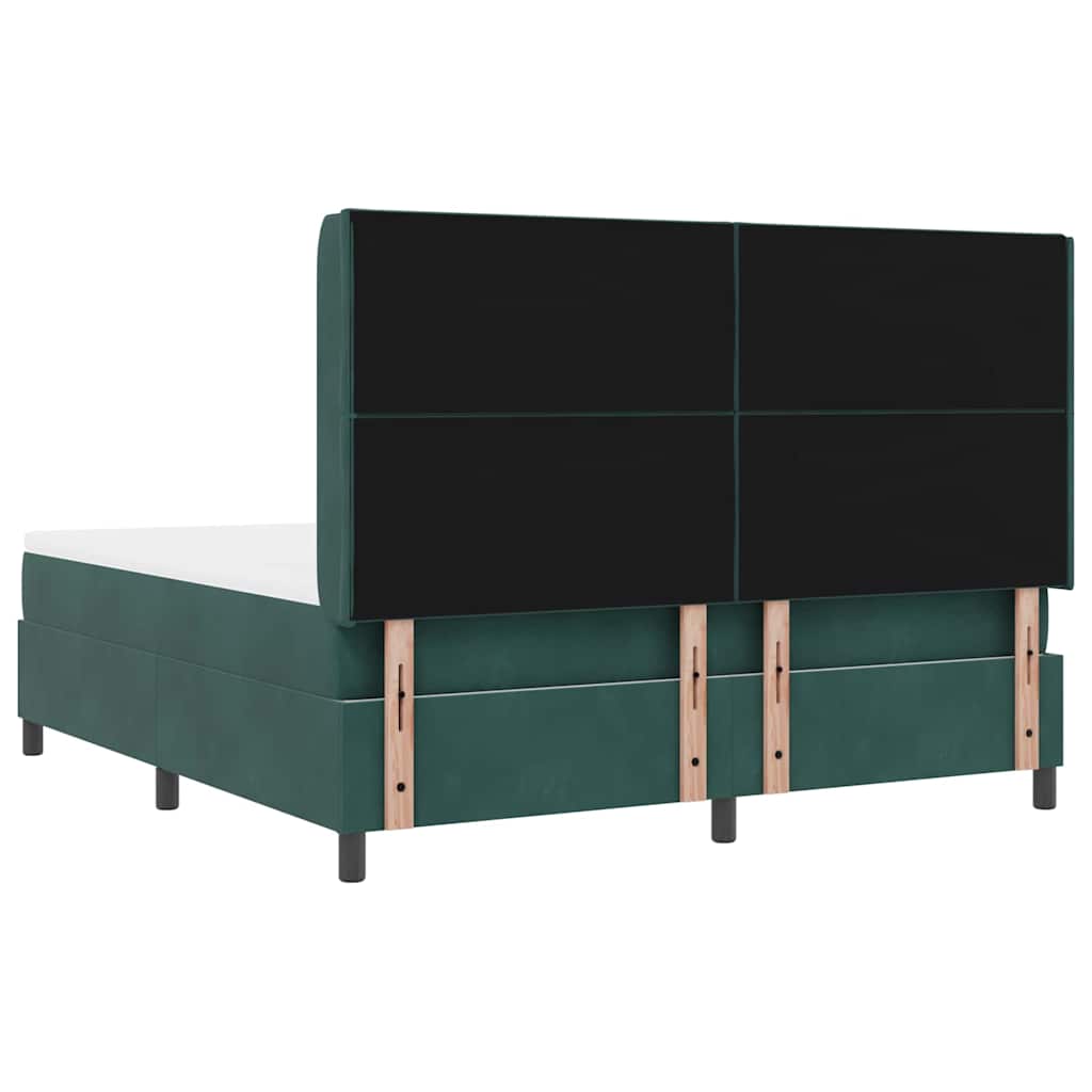 Box Spring Bed with Headboard Dark Green 180 x 200 cm Velvet