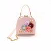 Women Fashion Casual Chain Box Bag Shoulder Bag Pearl Flower PU Leather