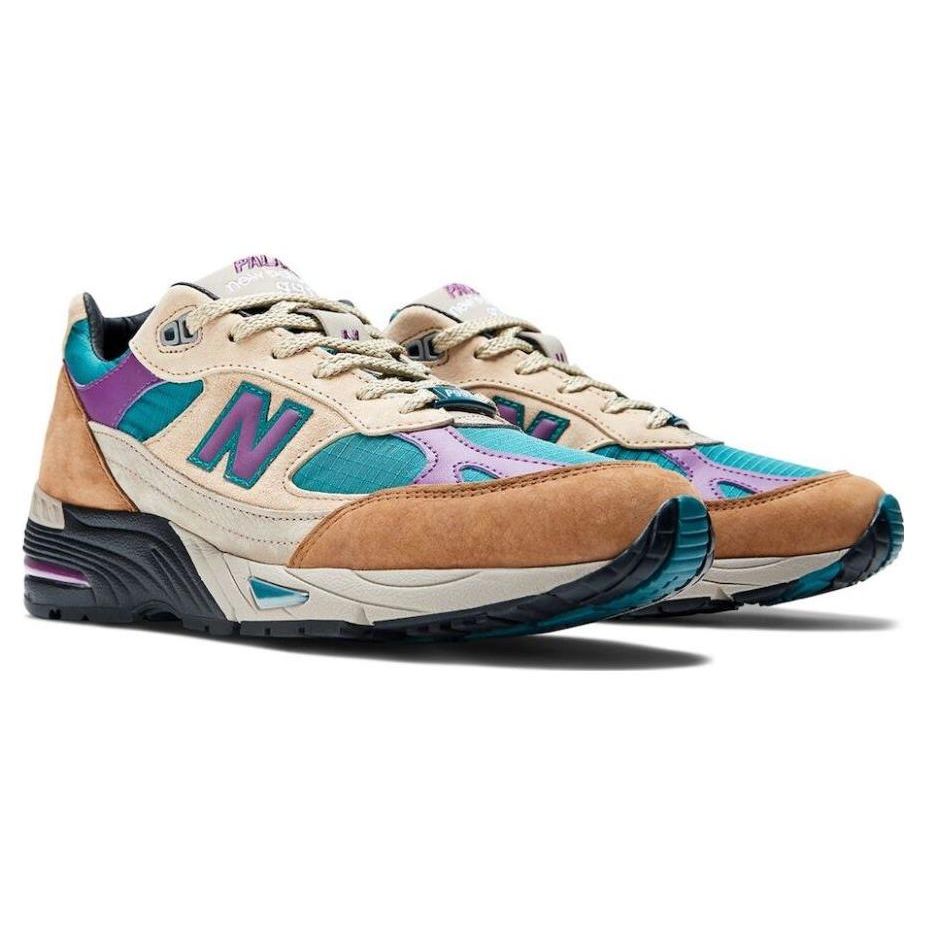 Palace x New Balance 991 Сделано в Англии Таос Тоуп Виноград Мужские Кроссовки Бирюзовый Черный Виноградный Сок M991PAL