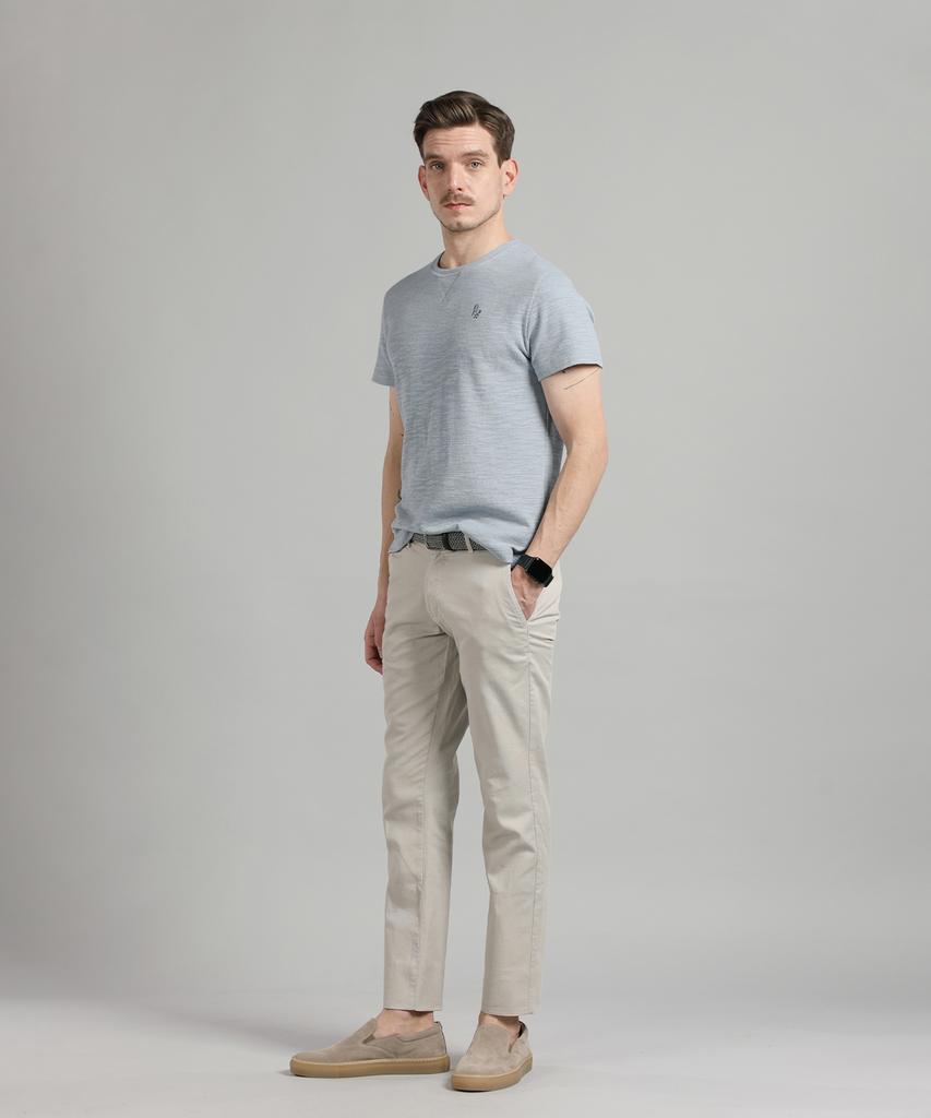 PANICALE Beige Twill Cotton Dyed Slim Fit Chino Pants