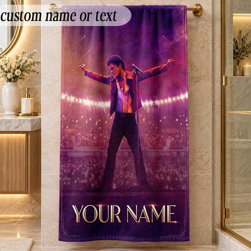 Beach TowelBruno Mars Custom Name Text Personalized Soft Towel for Beach Pool Indoor Home Decor Gift