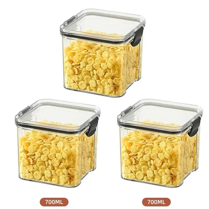 1-5Pcs Sets Sealed Jar Food Storage Box Transparent Plastic Kitchen Organizer Multigrain Tank Stackable Dried Sealed Storage Jar