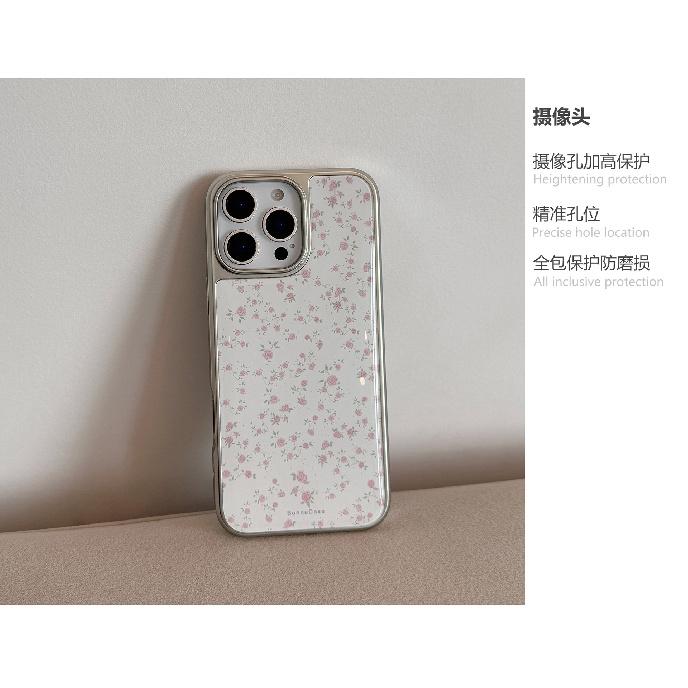 Розовый цветочный чехол с розами, подходит для Apple 15 Pro Max, iPhone 16, 17 гальванизированный, 14 корейский стиль, Huawei
